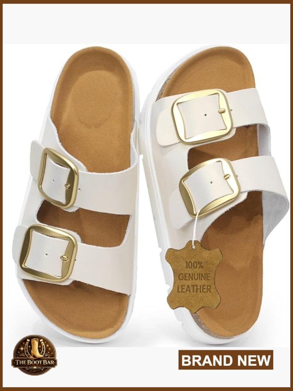 Genuine Leather Platform Sandals Wedge Chunky Sandal Memory Foam Sole
